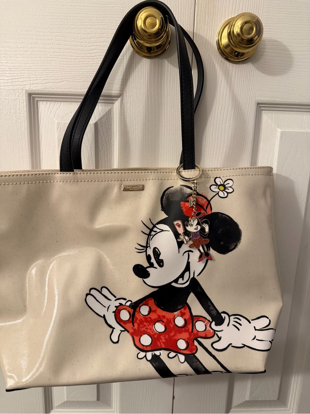 kate spade Beige Tote with Minnie Mouse and Red Accents